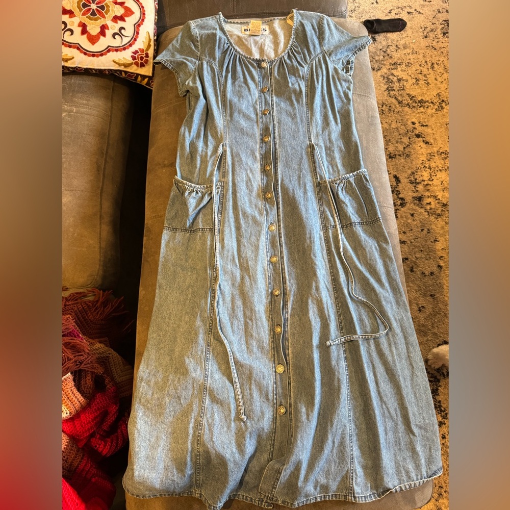 Vintage Button-Down Denim Dress Conduct Blues